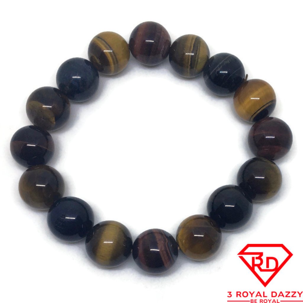 Tiger Eye Round Beads Elastic Bracelet 74$